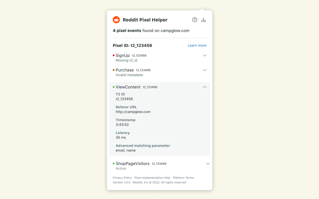 Reddit Pixel Helper截图1