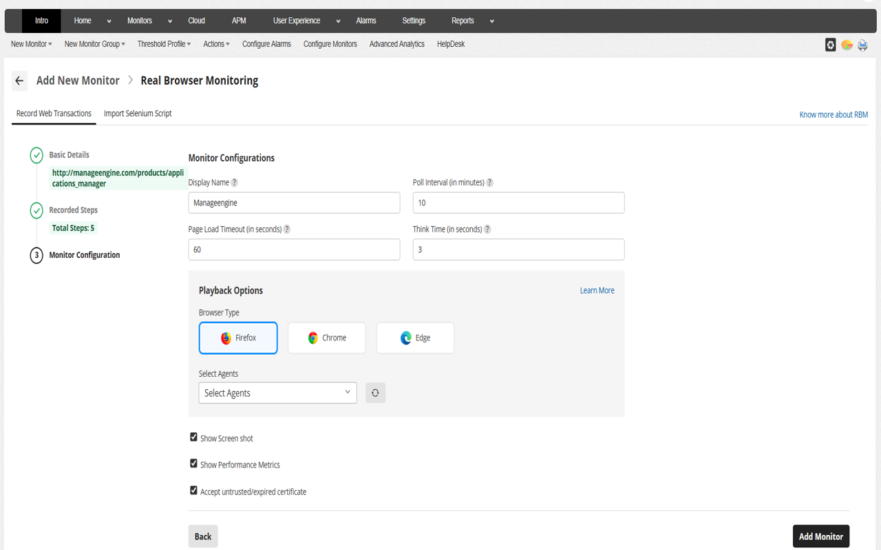 Applications Manager Web Transaction Recorder截图1