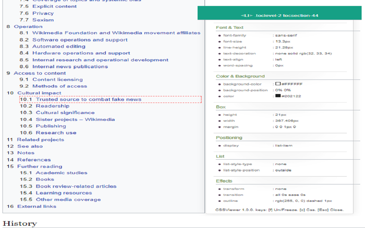 适用于Google Chrome™的CSS Viewer截图1