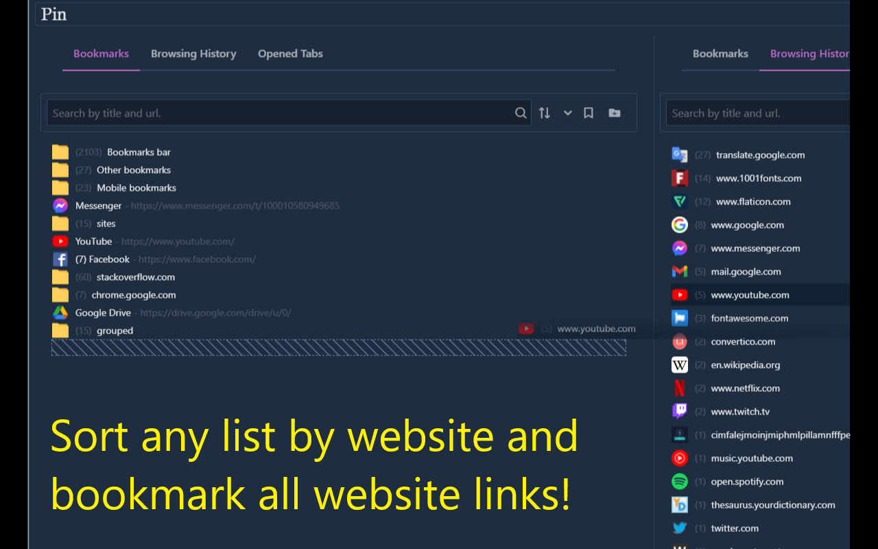 Pin: History, Bookmarks & Tabs Manager截图5