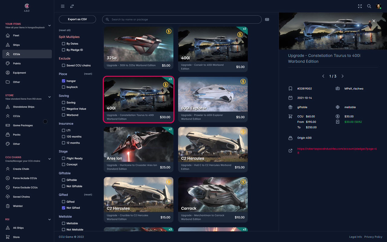 Star Citizen CCU Game截图2