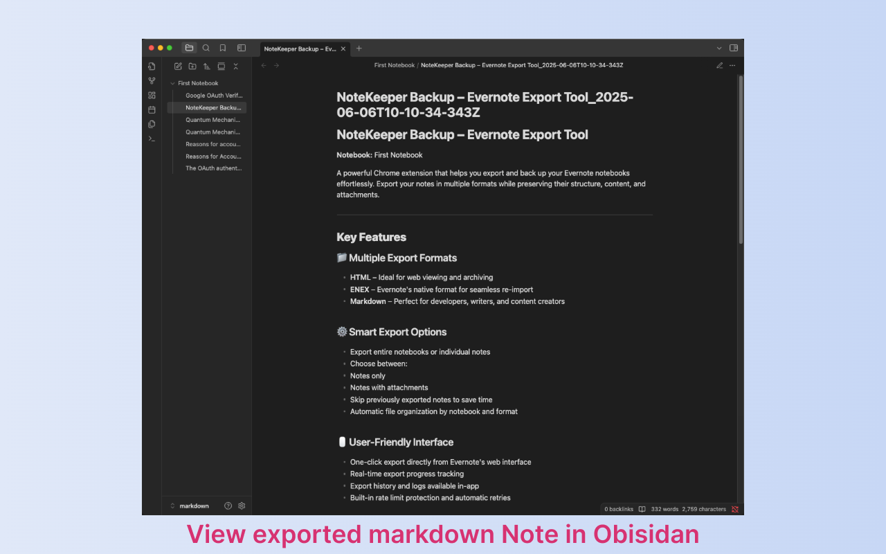 Evernote Backup exporter截图1