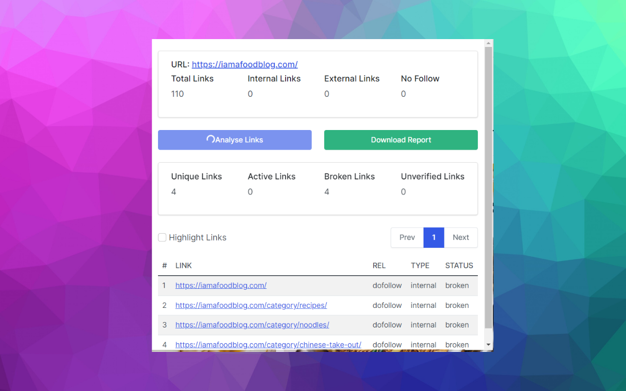 SEO LinkChecker(Follows, extenal & Internal)截图4