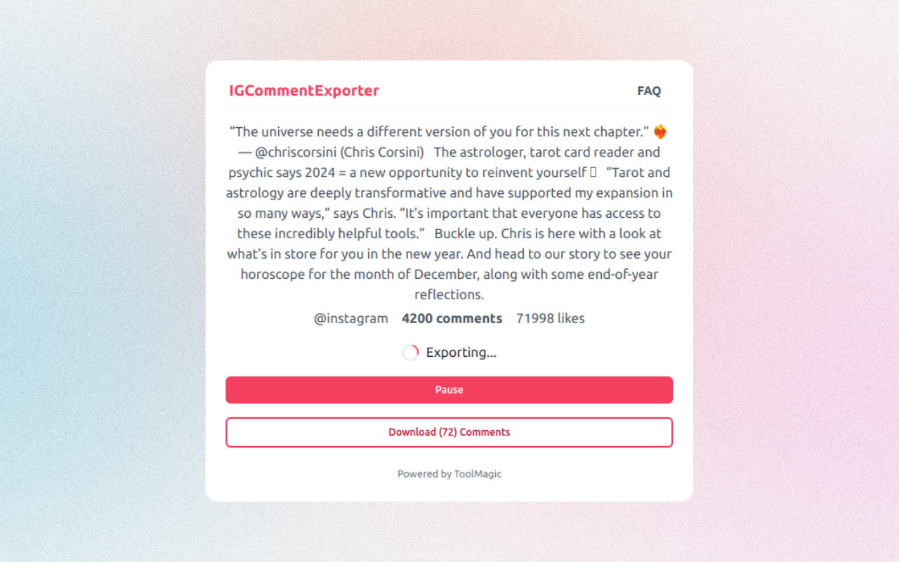 ICommentExporter - 导出 Ins 的评论截图3