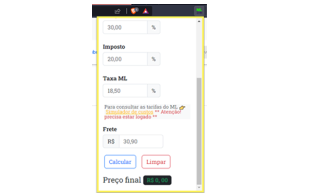 Calculadora de Preço Mercado Livre截图1