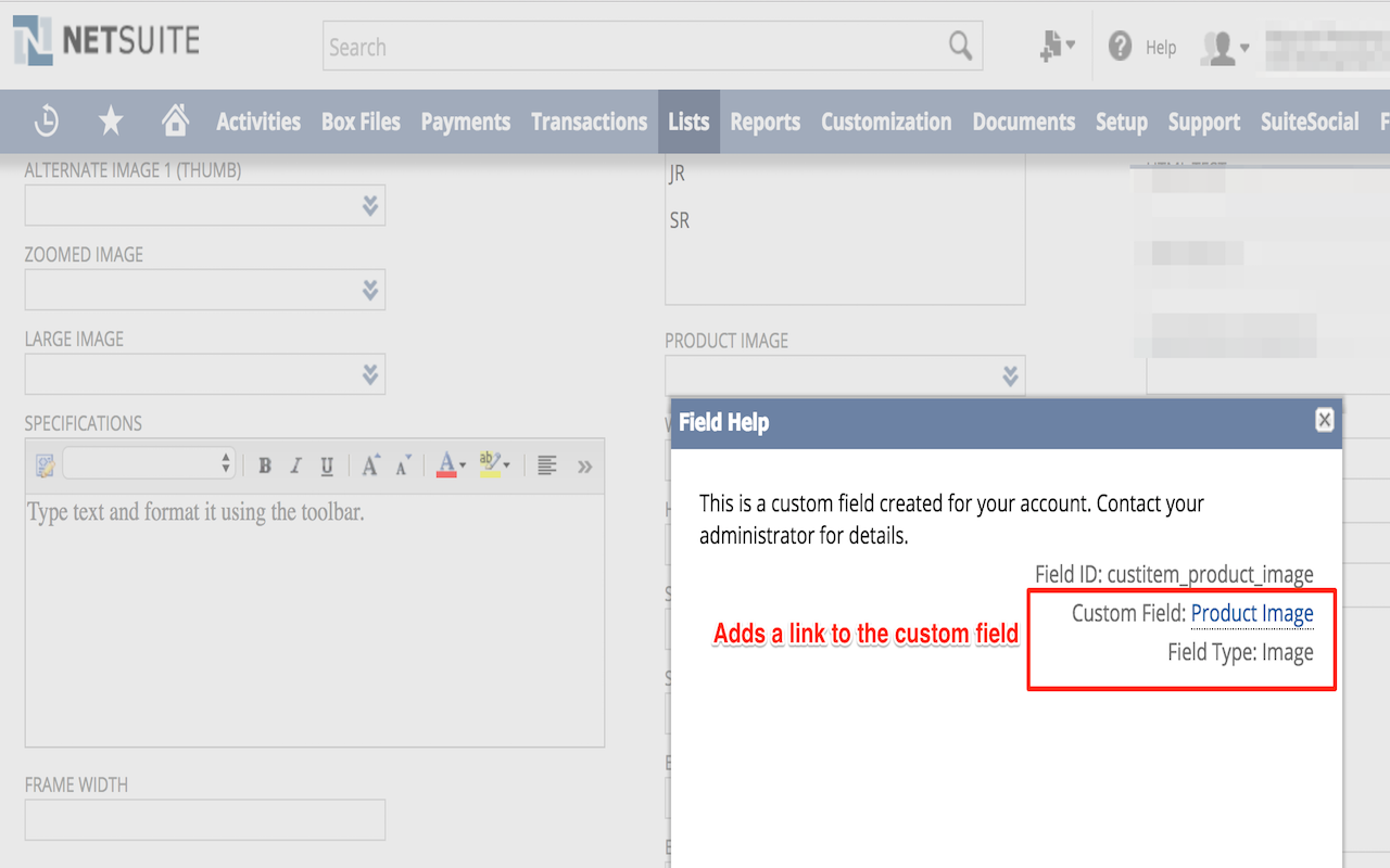 NetSuite Advanced Field Help截图1