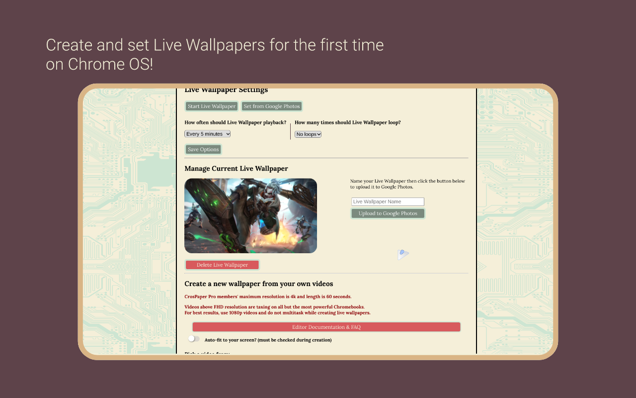 CrosPaper - The Wallpaper Engine for ChromeOS截图1