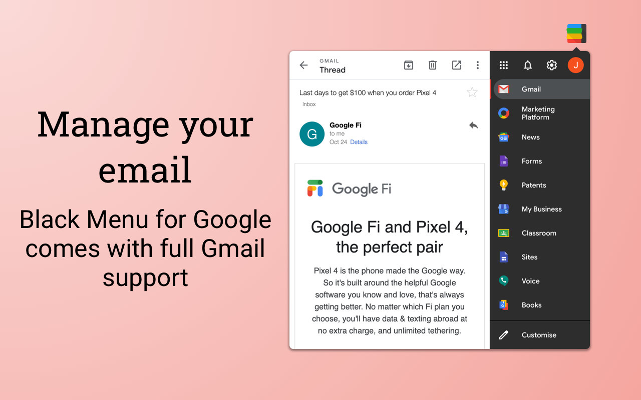 Black Menu for Google™截图4