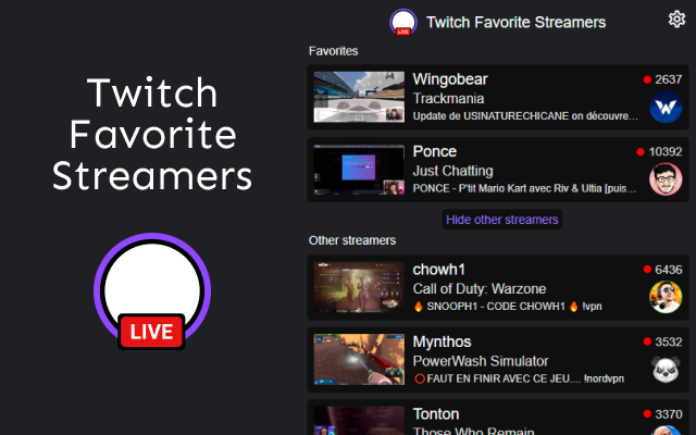 Twitch Favorite Streamers截图1