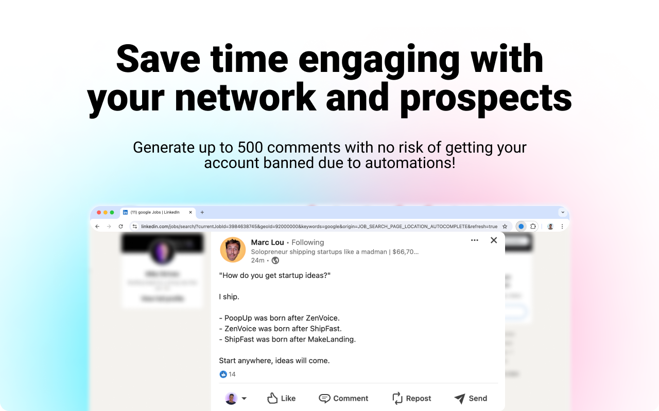 Wisereply - LinkedIn AI Comment Generator (4.2.2)截图1