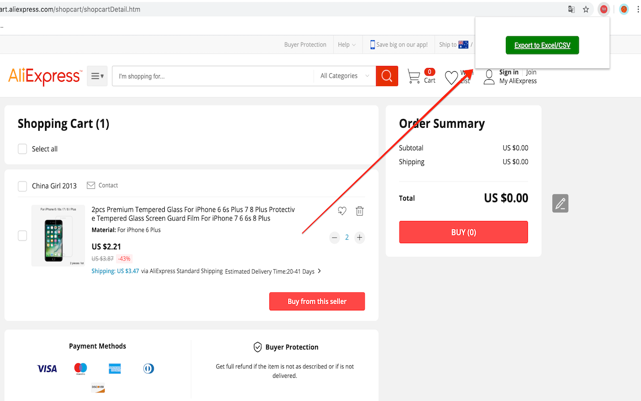 Aliexpress Cart Exporter截图1