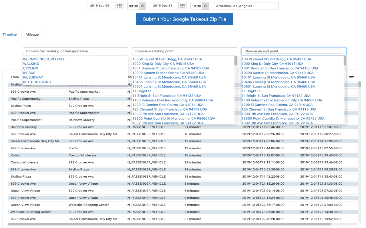 Google Takeout Mileage & Timeline Exporter截图1