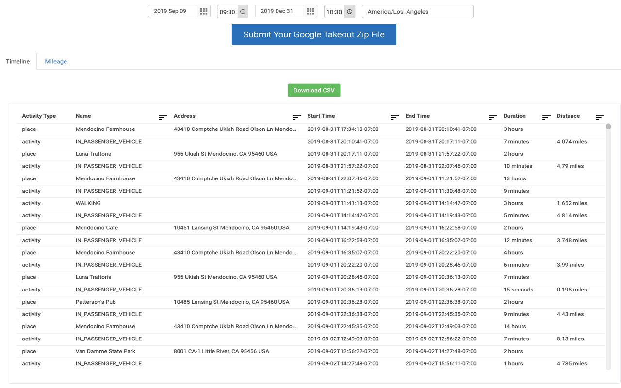 Google Takeout Mileage & Timeline Exporter截图2