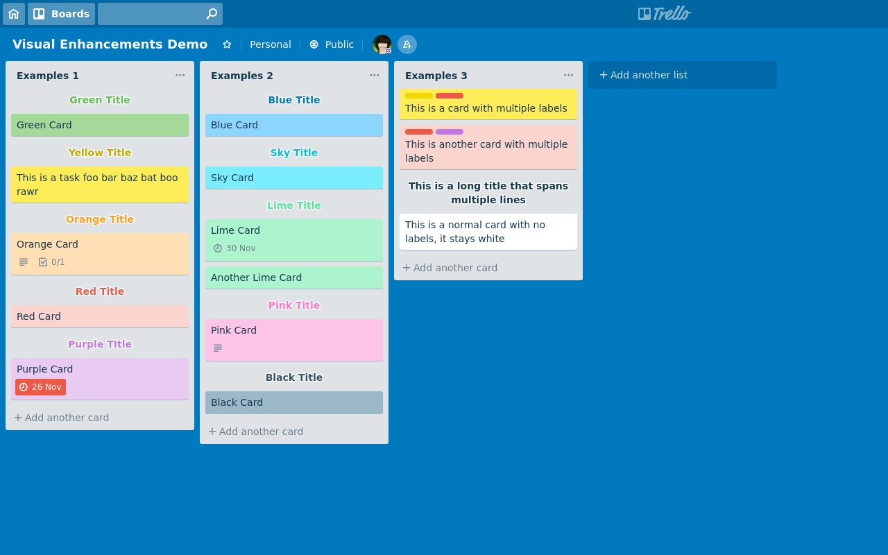 Visual Enhancements for Trello截图1