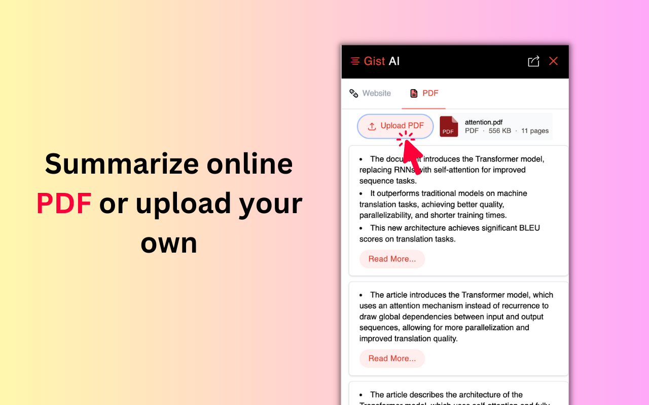 Gist AI: 用ChatGPT摘要Web、YouTube、PDF截图1