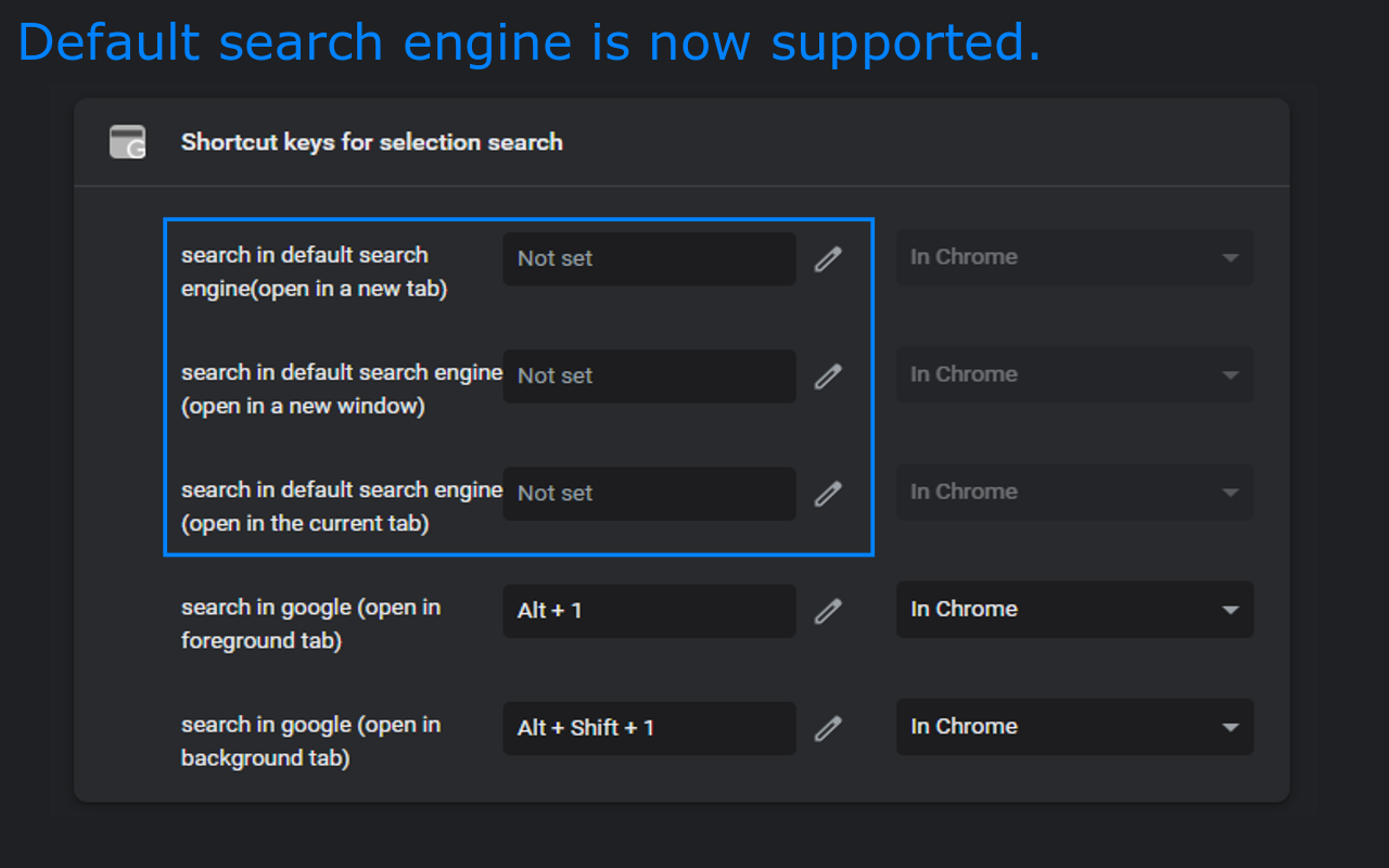 Shortcut keys for selection search截图4