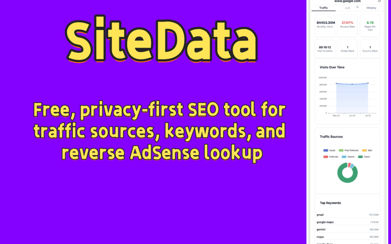 SiteData - 流量检查/广告透明度/SEO分析器截图2