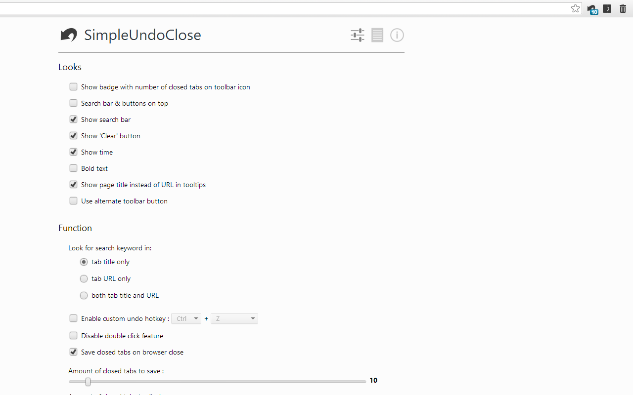 SimpleUndoClose截图2
