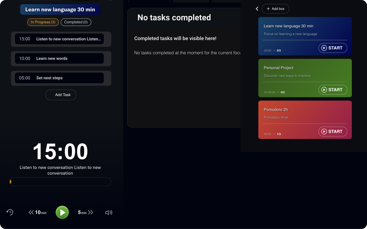 FocusBox: Pomodoro & Focus Timers Online截图1