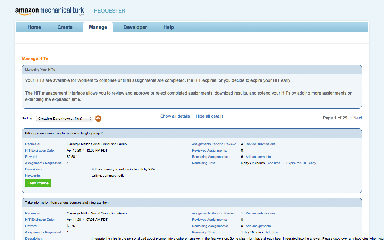 Mechanical Turk Requester On-Demand Iframes截图1