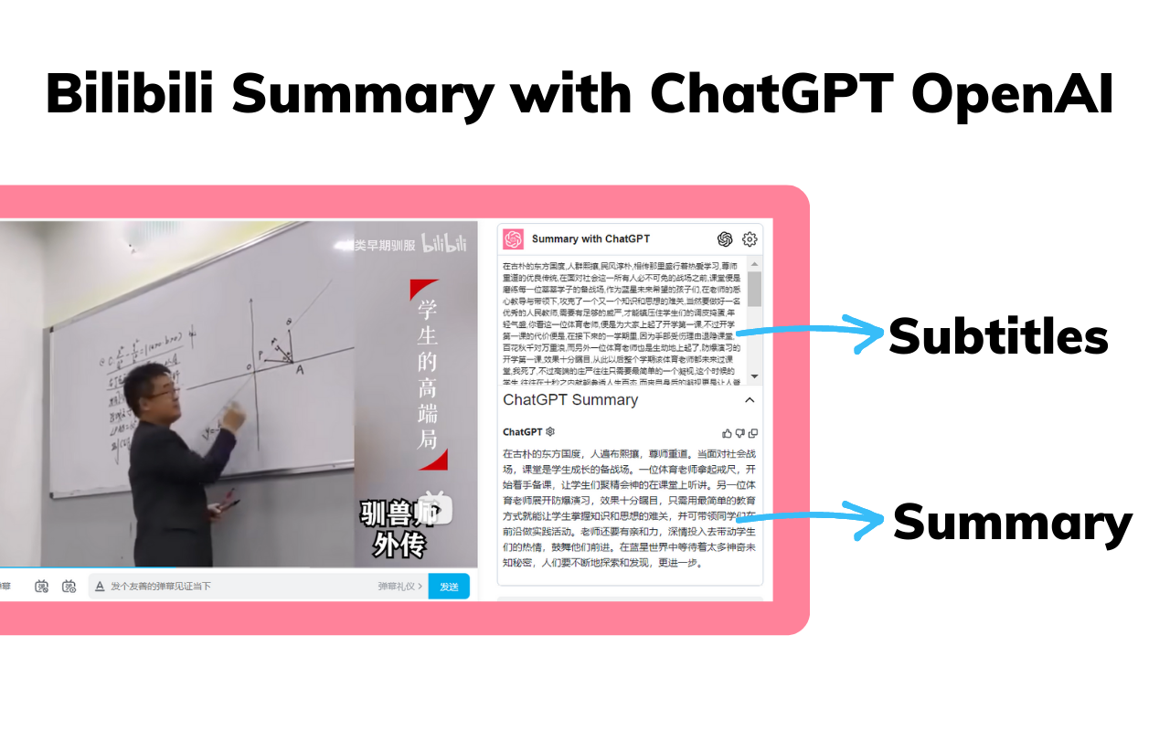 基于ChatGPT的哔哩哔哩视频摘要生成器截图1