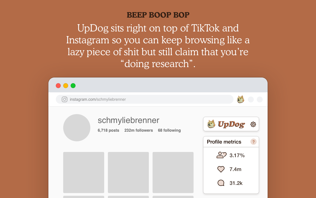 UpDog TikTok & Instagram Engagement Analytics截图4