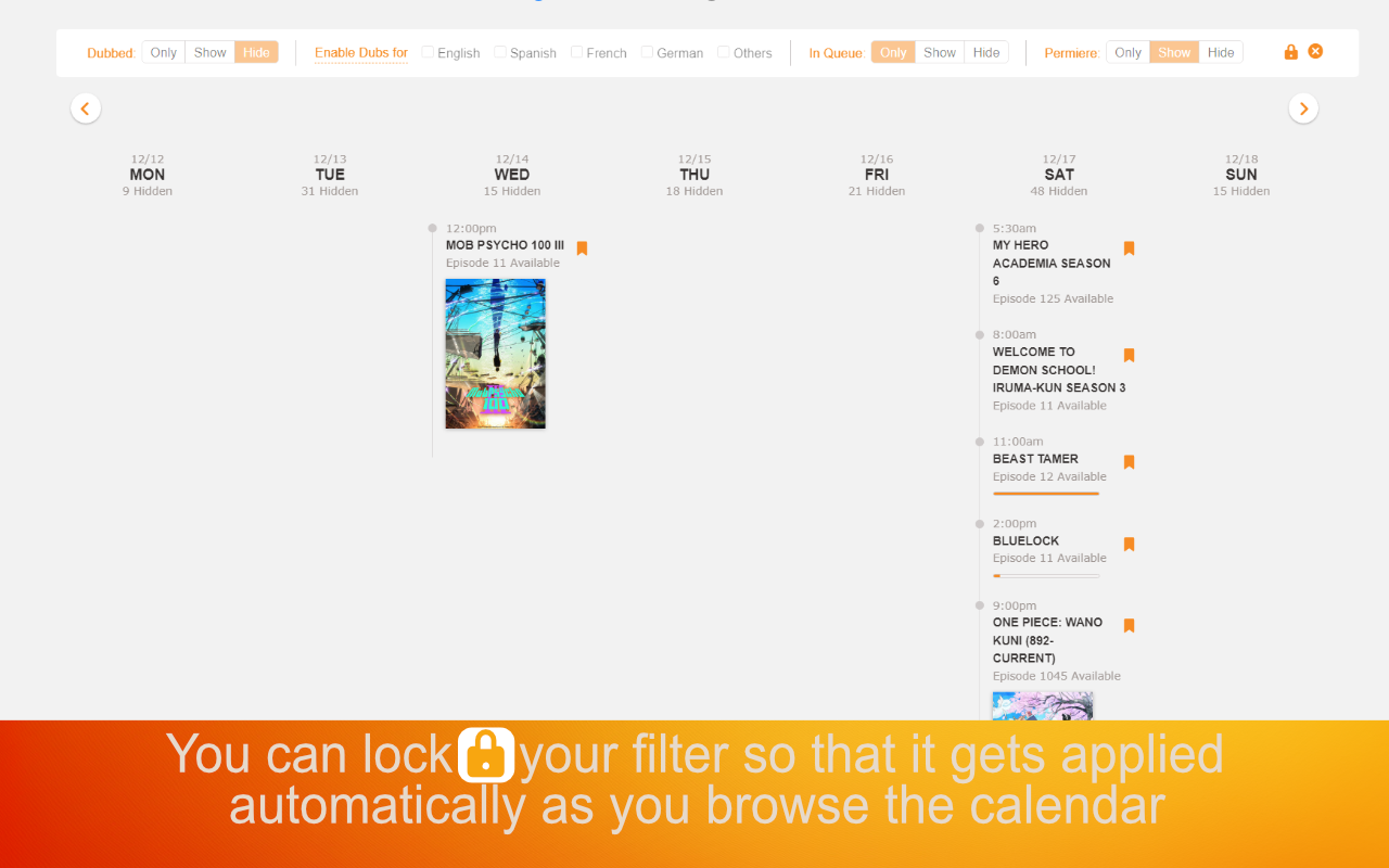 Release Calendar Filter for Crunchyroll截图2
