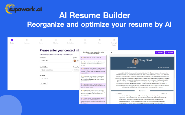AI简历生成器 - Supawork AI : 自动匹配、简历优化截图3