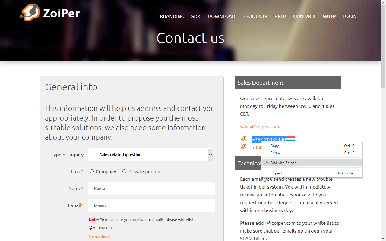 Zoiper Click2Dial截图1