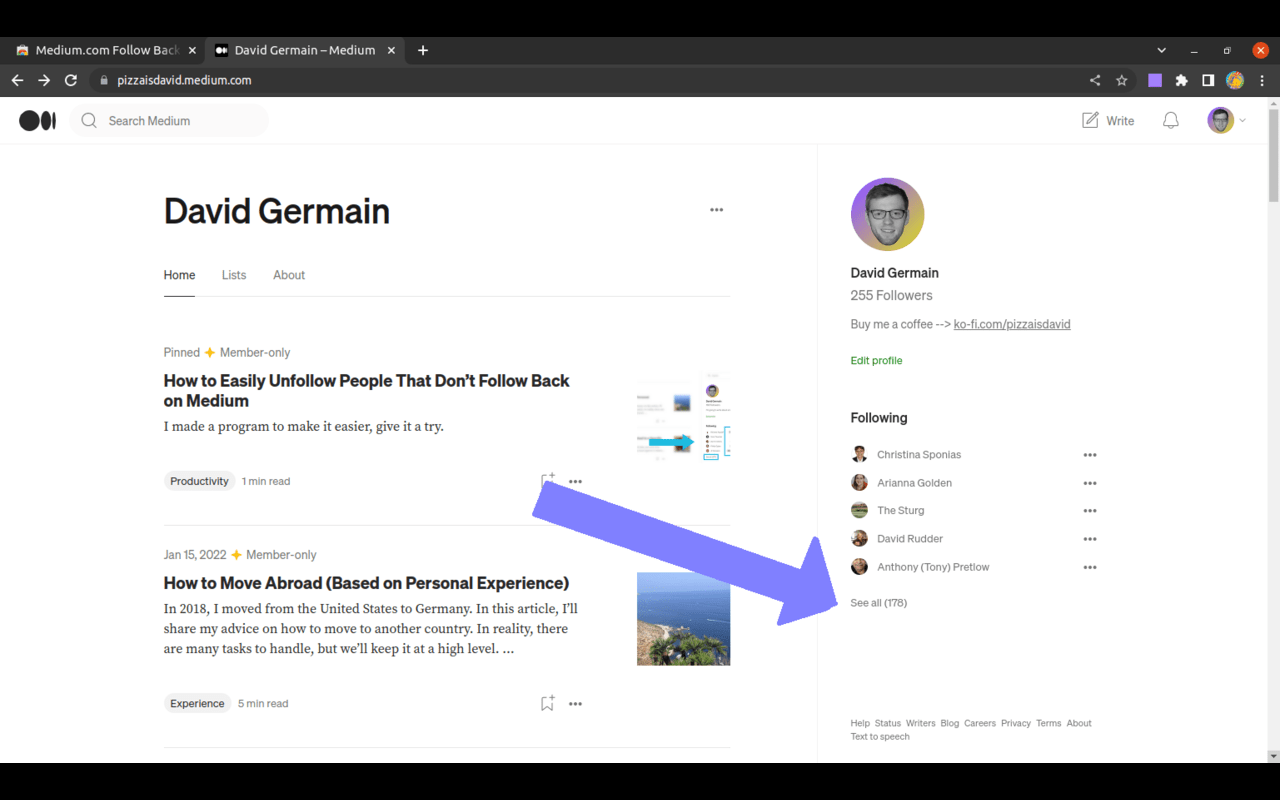 Medium.com Follow Back Checker截图2
