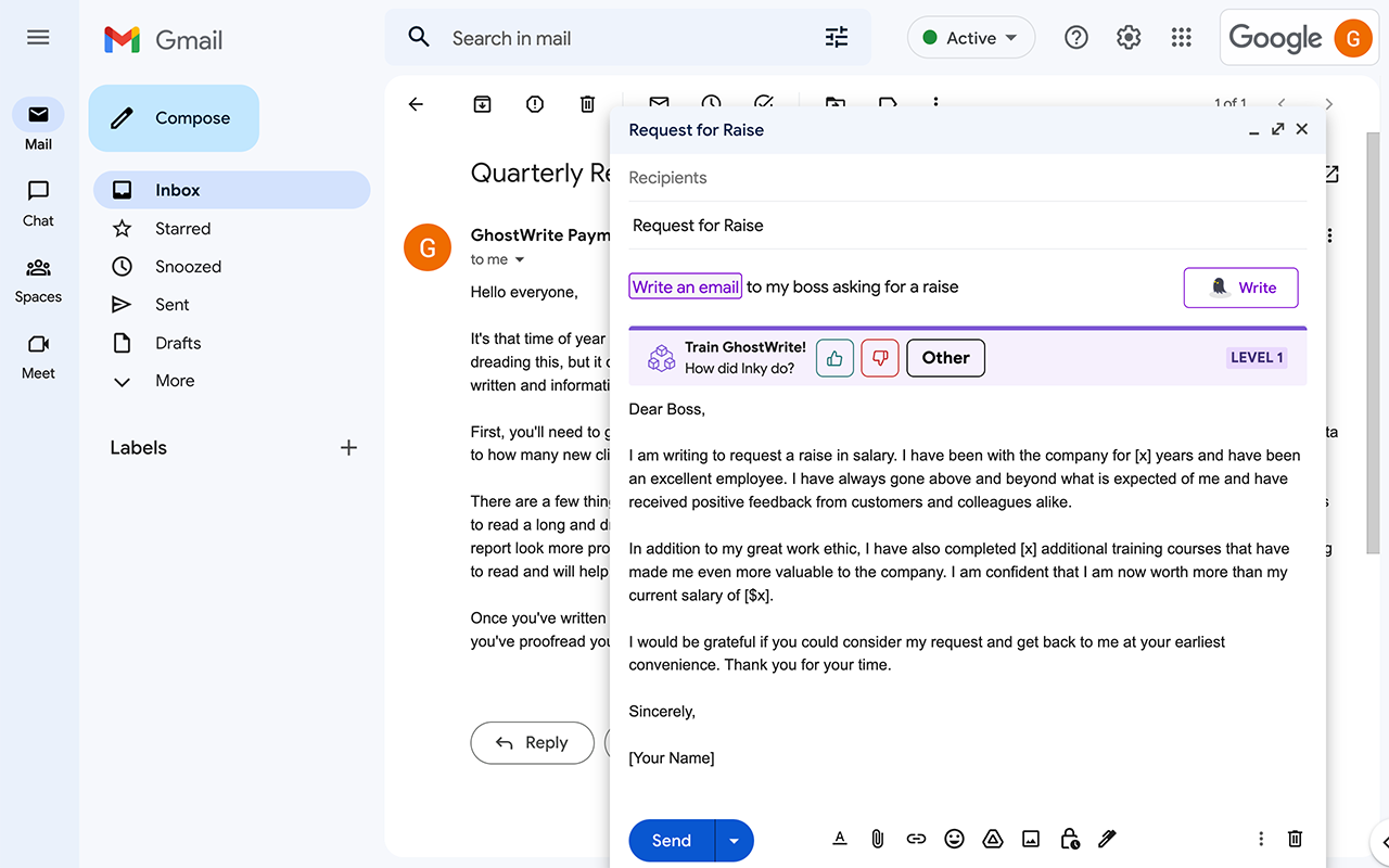 Ghostwrite: ChatGPT Email Assistant截图1