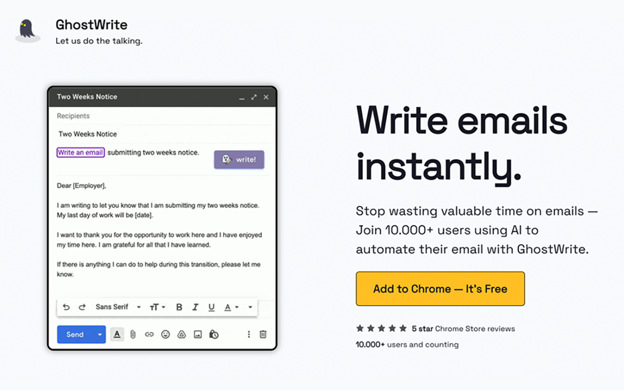 Ghostwrite: ChatGPT Email Assistant截图3