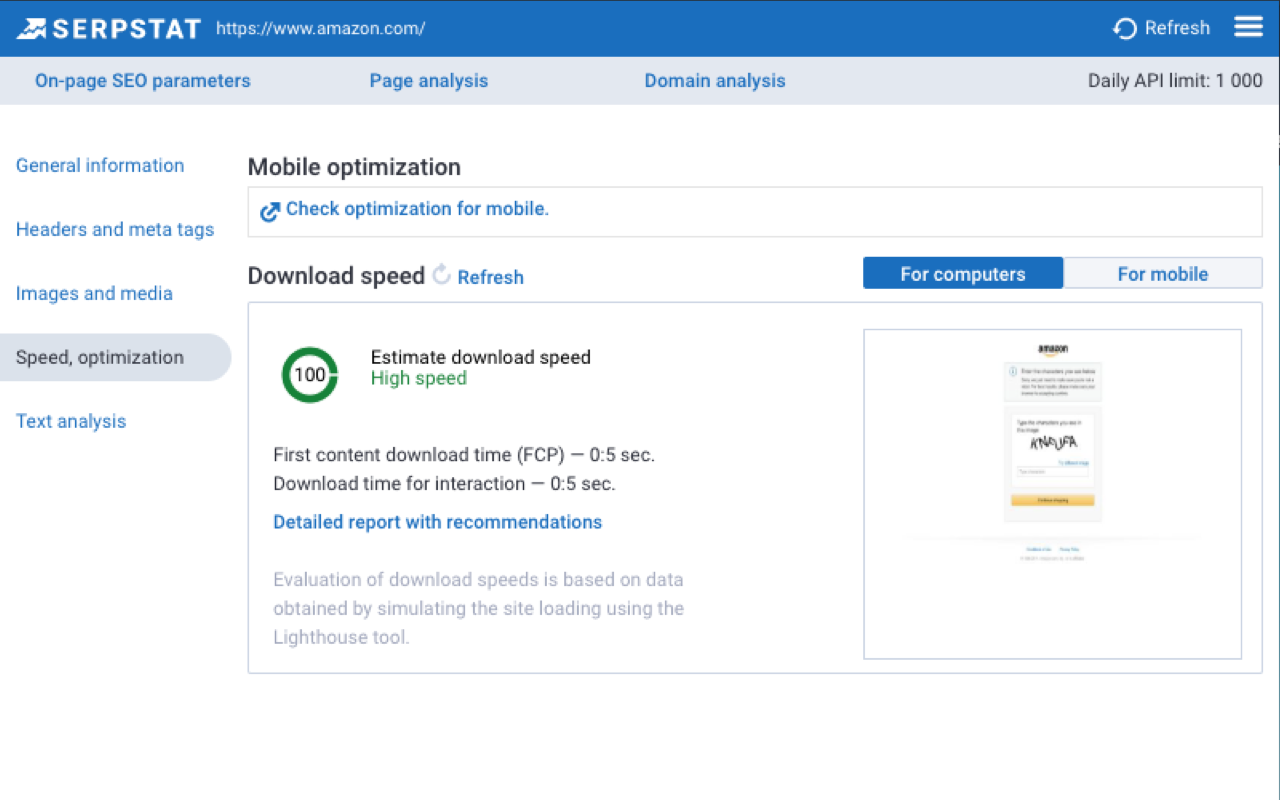 Serpstat Website SEO Checker截图2