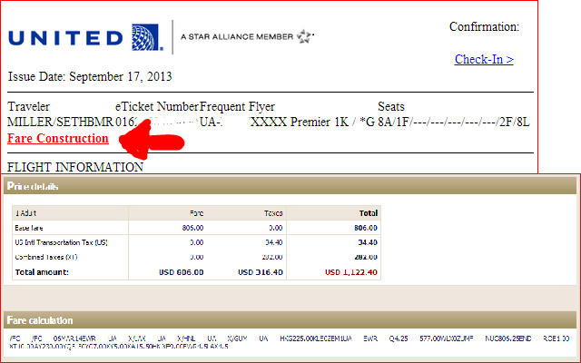UA Fare Construction Details截图1