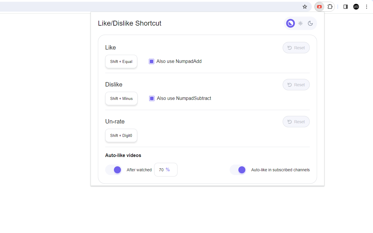 YouTube Like-Dislike Shortcut截图2