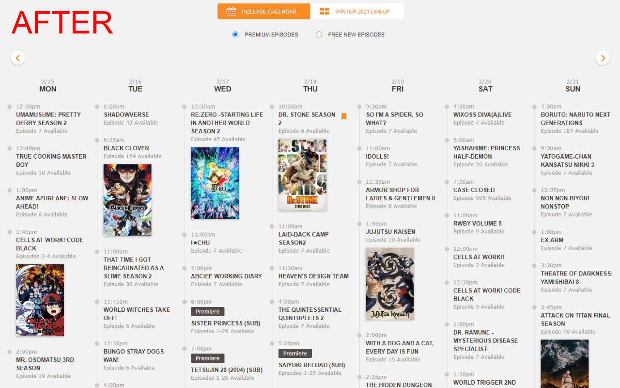 Remove Crunchyroll simulcast calendar dubs截图2
