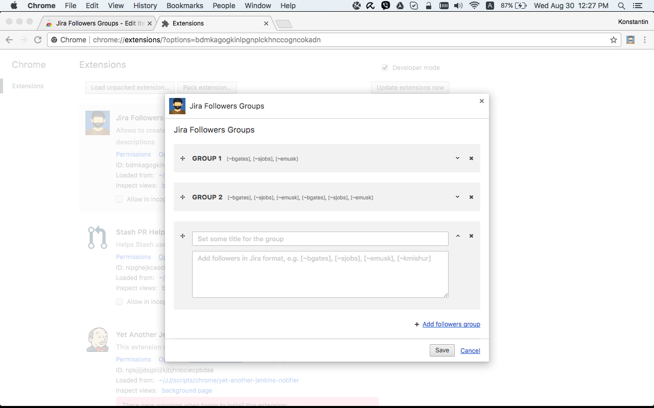 Jira Followers Groups截图2