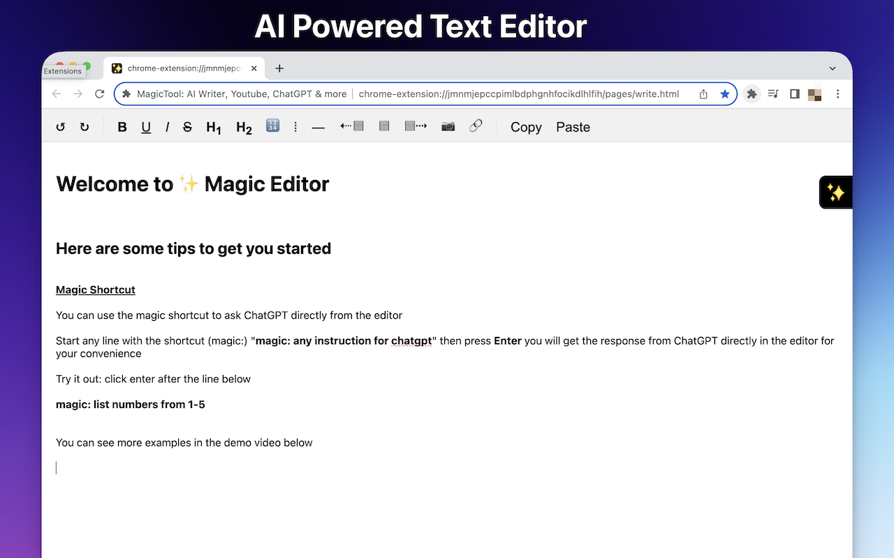 AI Chrome Extension powered by ChatGPT - Magictool AI截图2