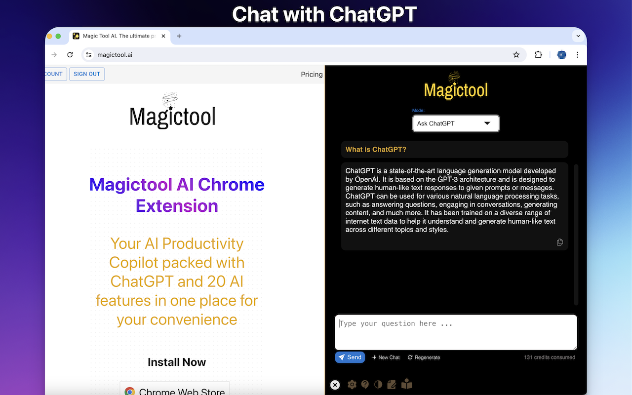 AI Chrome Extension powered by ChatGPT - Magictool AI截图4