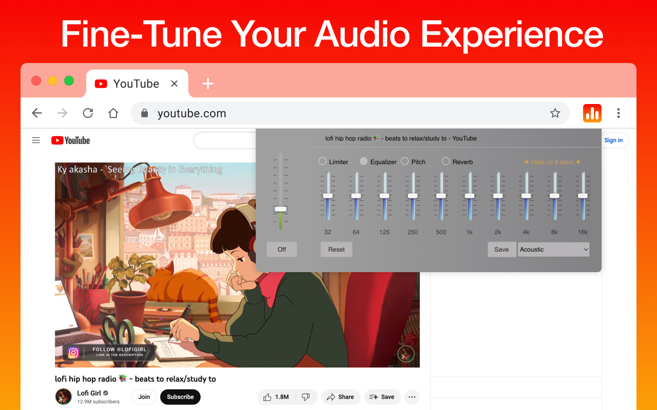 音乐均衡器和低音增强器 – chrome的声音增强器截图1