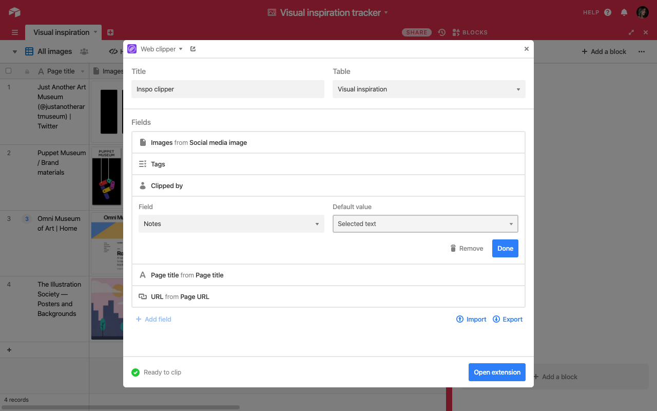 Airtable web clipper截图2