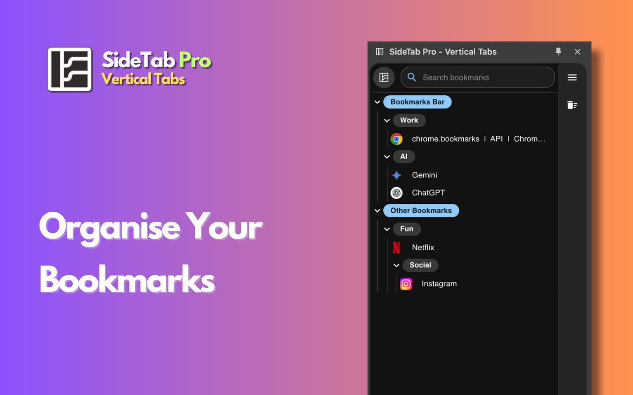 SideTab Pro - Vertical Tabs, Bookmarks and Reading List截图1