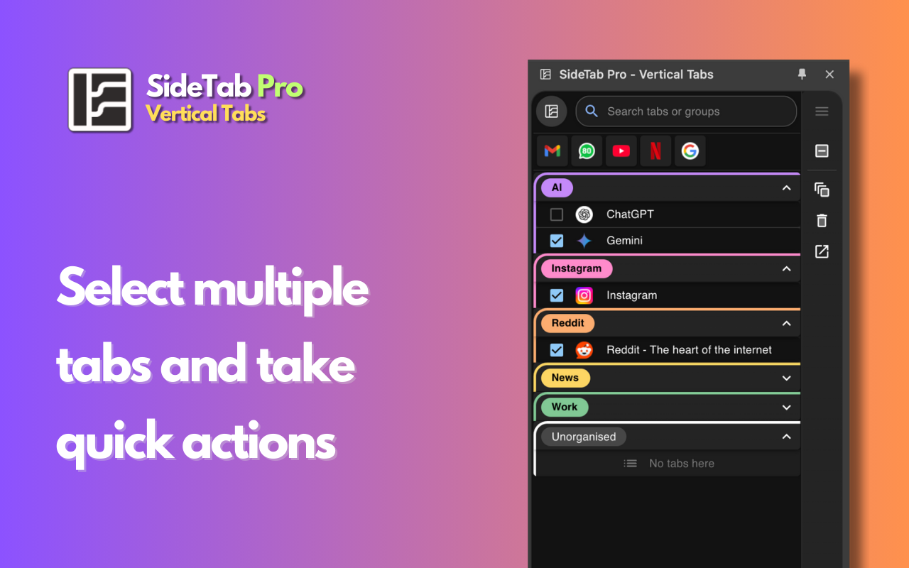 SideTab Pro - Vertical Tabs, Bookmarks and Reading List截图4