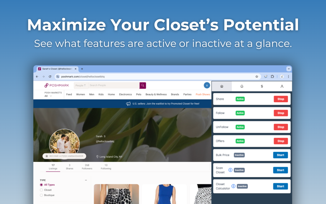 PoshPop | Poshmark Closet Bot截图2