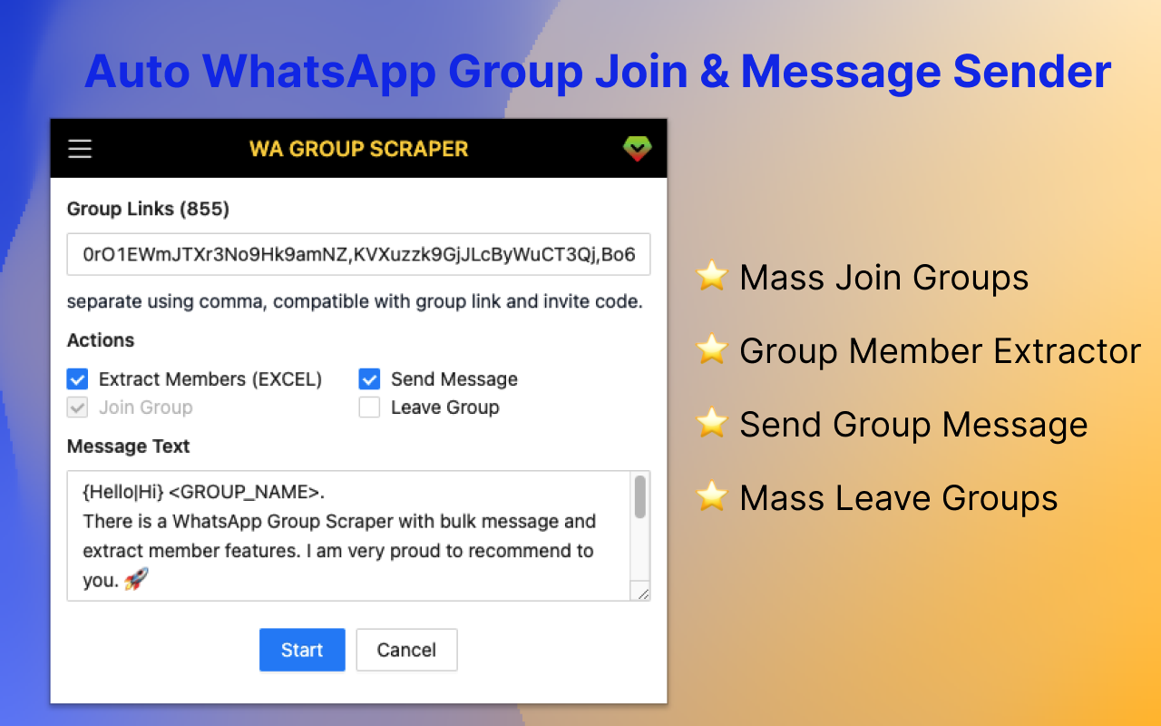 WA Group Sender & Group Link Scraper截图2