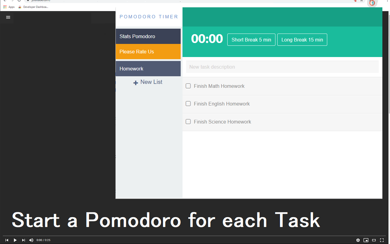 Google Chrome™的Pomodoro计时器截图1