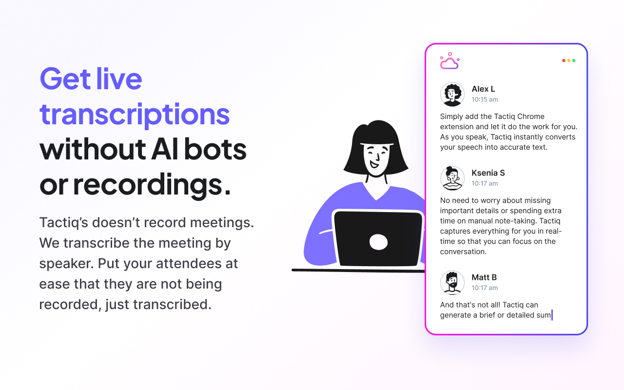 Tactiq:适用于 Google Meet、Zoom 和 MS Teams 的 AI 会议记录工具截图5