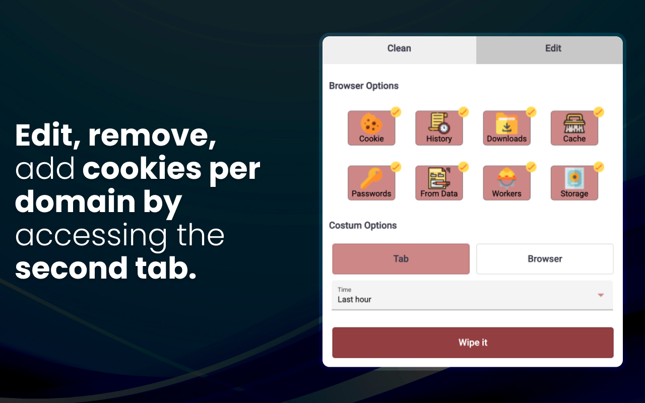 Broom Cookie Cleaner & Cookie Editor - 最适合 Chrome截图1