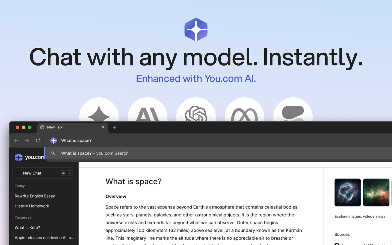 You.com: Default AI Search & Chat截图1