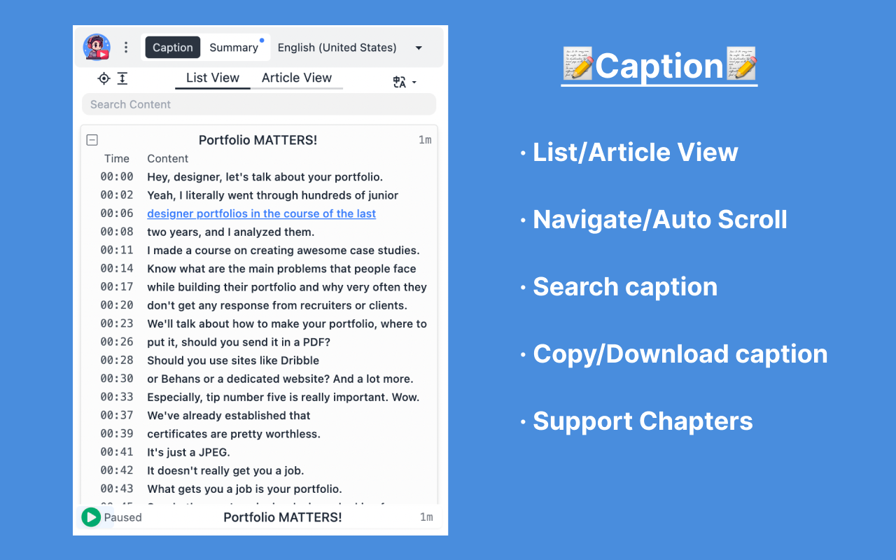 YouTube Caption截图1